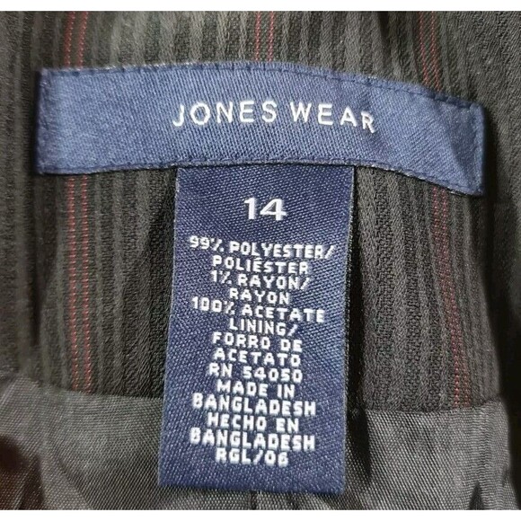 SJONES WEAR Women Career Pant Suit Sz 14 Two Button Blazer Black Pinstripe 270AP - Picture 7 of 8